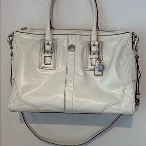 Coach White Leather Handbag.